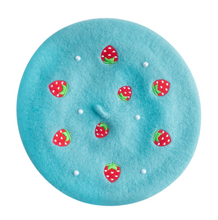 Load image into Gallery viewer, Strawberry Beret Embroidered With Pearls - MULTIPLE COLORS AVAILABLE
