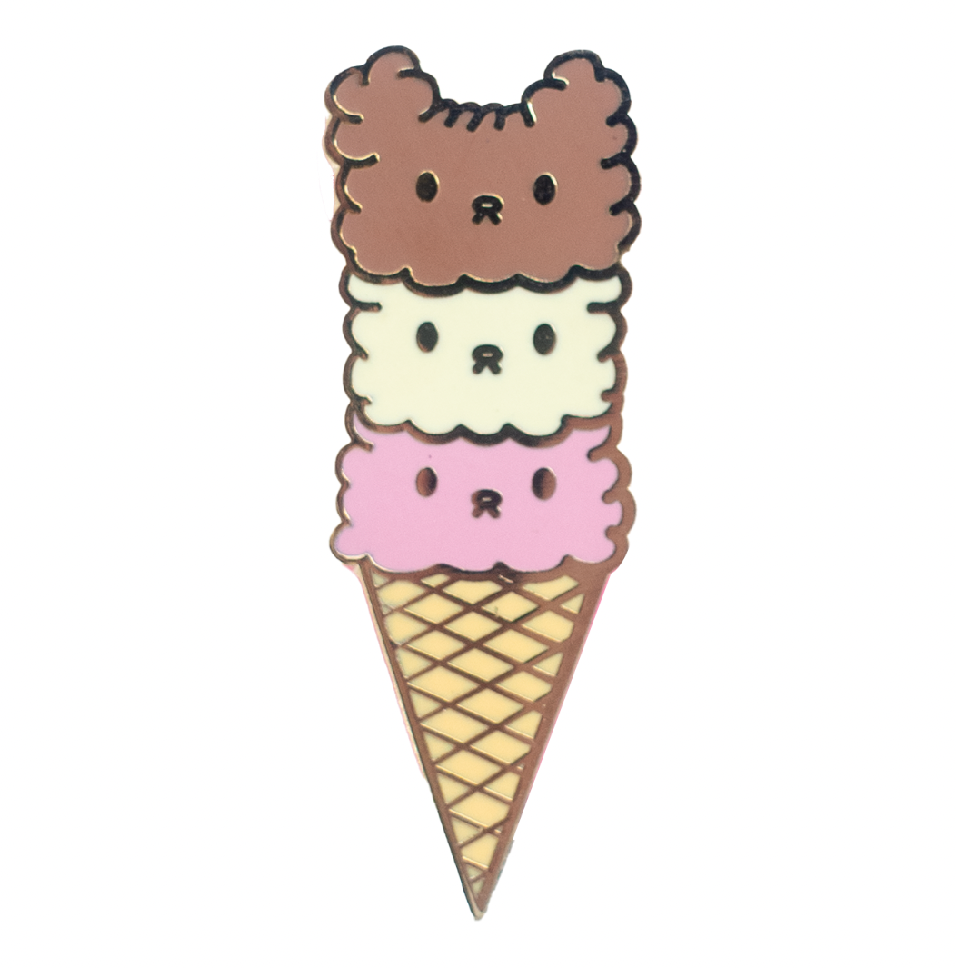 Osito Triple Scoop Neapolitan Ice Cream Pin