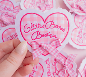 Glitter Bones Boutique Gingham Heart Patch