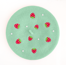 Load image into Gallery viewer, Strawberry Beret Embroidered With Pearls - MULTIPLE COLORS AVAILABLE
