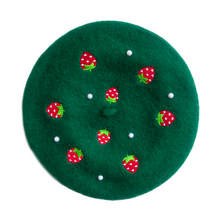 Load image into Gallery viewer, Strawberry Beret Embroidered With Pearls - MULTIPLE COLORS AVAILABLE
