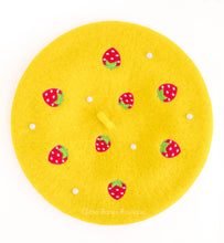 Load image into Gallery viewer, Strawberry Beret Embroidered With Pearls - MULTIPLE COLORS AVAILABLE
